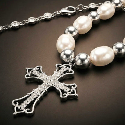 PEARL CROSS - 39mm Titanium Steel Pendant with 22inch Necklace for Men & Boys — SS Pendant/ Necklace for Men | THE MEN THING