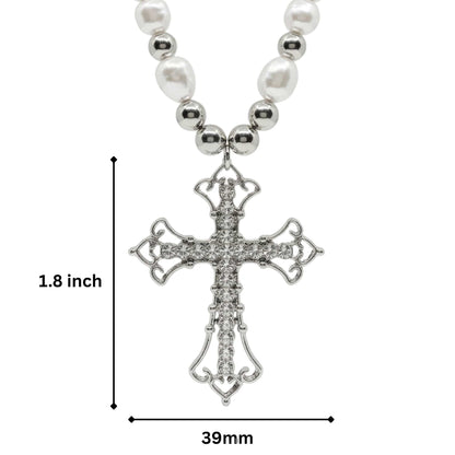 PEARL CROSS - 39mm Titanium Steel Pendant with 22inch Necklace for Men & Boys — SS Pendant/ Necklace for Men | THE MEN THING