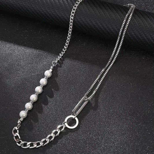 PEARL RUGGED - Pure Titanium Steel Necklace with 23 inch Cuban Chain for Men & Boys - THE MEN THING