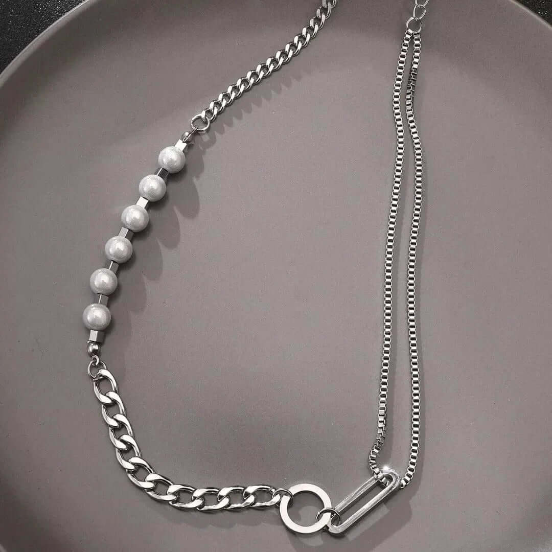 PEARL RUGGED - Pure Titanium Steel Necklace with 23 inch Cuban Chain for Men & Boys - THE MEN THING