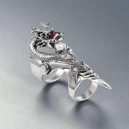 PEARLEYED - Gothic Snake Knuckle Adjustable Joint Full Finger Ring for Men & Boys - THE MEN THING