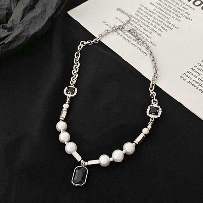 PEARLUX NOIR - 13mm Titanium Steel Pendant with 19 to 21inch Adjustable Cable 8mm Chain for Men & Boys — SS Pendant/ Necklace for Men | THE MEN THING