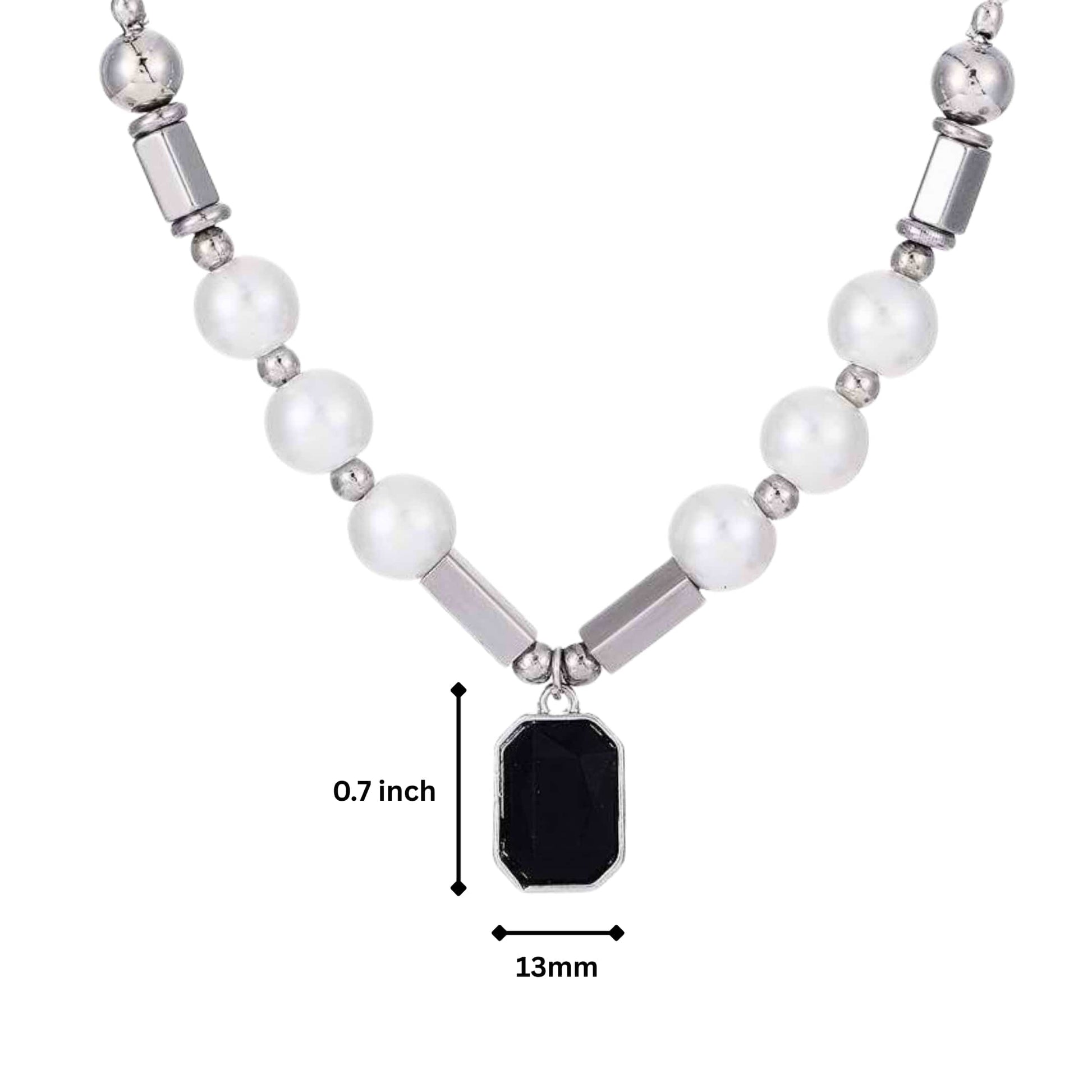 PEARLUX NOIR - 13mm Titanium Steel Pendant with 19 to 21inch Adjustable Cable 8mm Chain for Men & Boys — SS Pendant/ Necklace for Men | THE MEN THING