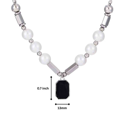 PEARLUX NOIR - 13mm Titanium Steel Pendant with 19 to 21inch Adjustable Cable 8mm Chain for Men & Boys — SS Pendant/ Necklace for Men | THE MEN THING