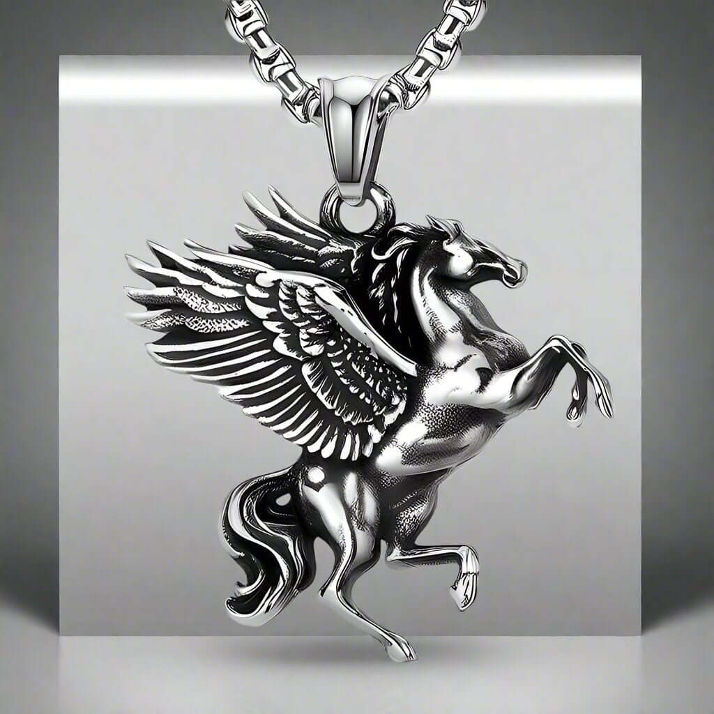 PEGASUS-  Alloy Pendant with Pure Stainless Steel  24inch Round Box Chain for Men, European trending Style for Men & Boy - THE MEN THING