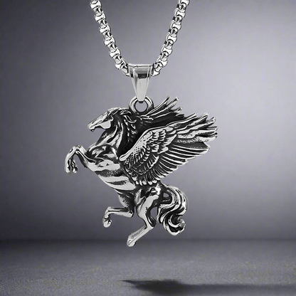 PEGASUS (T) - Pure Stainless Steel Pendant with Pure Stainless Steel 24inch Round Box Chain for Men, European trending Style for Men & Boy - THE MEN THING