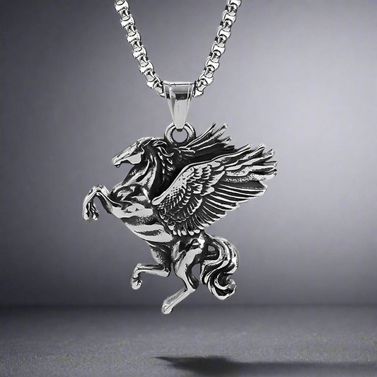 PEGASUS (T) - Pure Stainless Steel Pendant with Pure Stainless Steel 24inch Round Box Chain for Men, European trending Style for Men & Boy - THE MEN THING