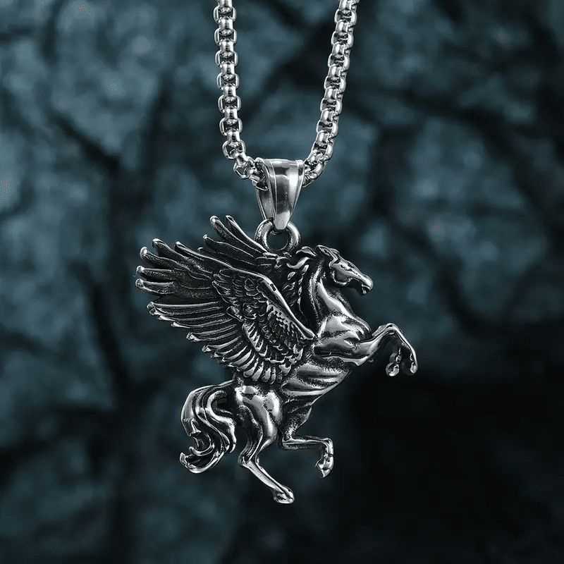 PEGASUS (T) - Pure Stainless Steel Pendant with Pure Stainless Steel 24inch Round Box Chain for Men, European trending Style for Men & Boy - THE MEN THING