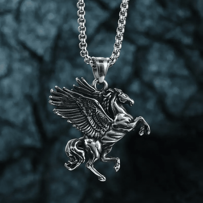 PEGASUS (T) - Pure Stainless Steel Pendant with Pure Stainless Steel 24inch Round Box Chain for Men, European trending Style for Men & Boy - THE MEN THING