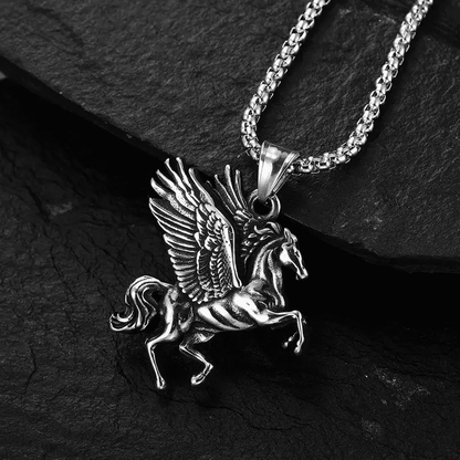 PEGASUS (T) - Pure Stainless Steel Pendant with Pure Stainless Steel 24inch Round Box Chain for Men, European trending Style for Men & Boy - THE MEN THING