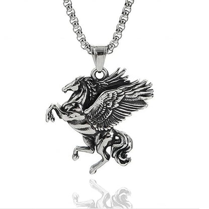 PEGASUS (T) - Pure Stainless Steel Pendant with Pure Stainless Steel 24inch Round Box Chain for Men, European trending Style for Men & Boy - THE MEN THING