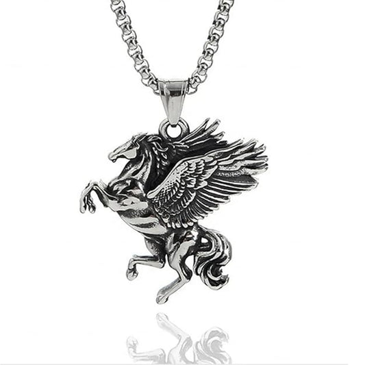 PEGASUS (T) - Pure Stainless Steel Pendant with Pure Stainless Steel 24inch Round Box Chain for Men, European trending Style for Men & Boy — SS Pendant/ Necklace for Men | THE MEN THING