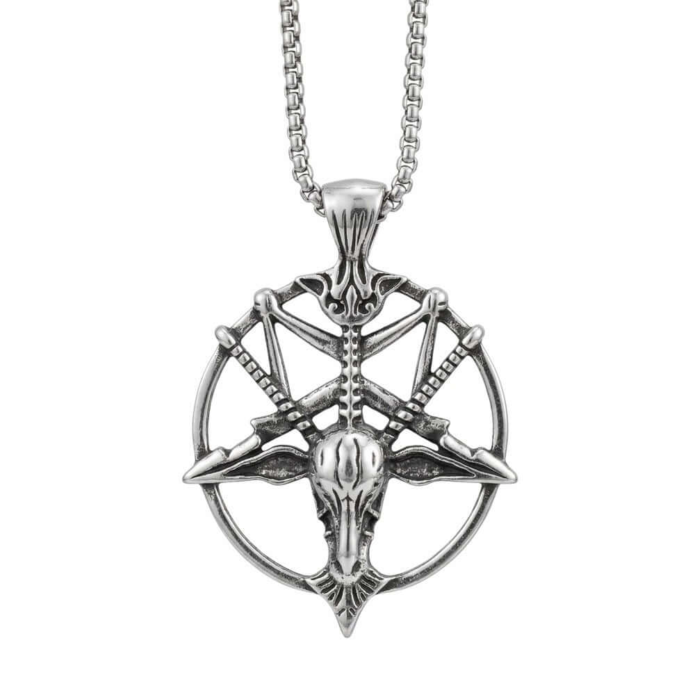 PENTAGRAM GOAT - 41mm Titanium Steel Pendant with 23inch Round Box 4mm Chain for Men & Boys — SS Pendant/ Necklace for Men | THE MEN THING