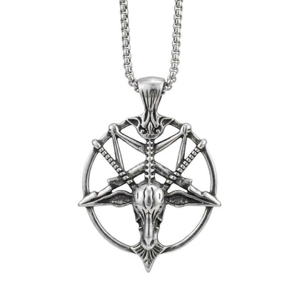 PENTAGRAM GOAT - 41mm Titanium Steel Pendant with 23inch Round Box 4mm Chain for Men & Boys — SS Pendant/ Necklace for Men | THE MEN THING