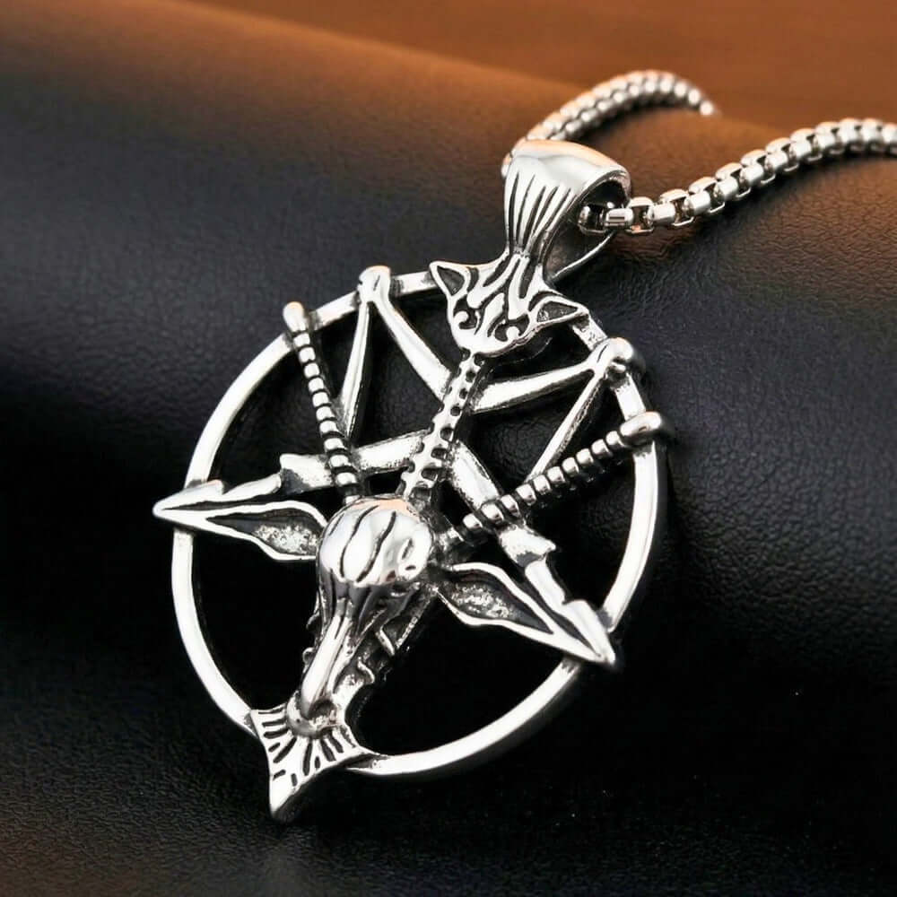 PENTAGRAM GOAT - 41mm Titanium Steel Pendant with 23inch Round Box 4mm Chain for Men & Boys — SS Pendant/ Necklace for Men | THE MEN THING