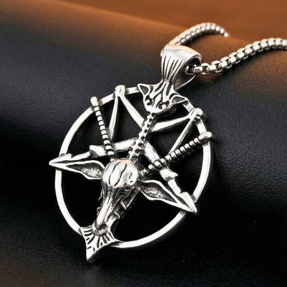 PENTAGRAM GOAT - 41mm Titanium Steel Pendant with 23inch Round Box 4mm Chain for Men & Boys — SS Pendant/ Necklace for Men | THE MEN THING