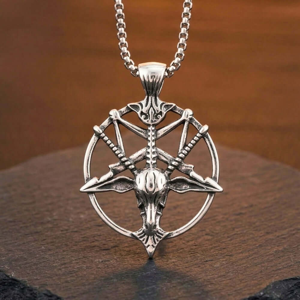 PENTAGRAM GOAT - 41mm Titanium Steel Pendant with 23inch Round Box 4mm Chain for Men & Boys — SS Pendant/ Necklace for Men | THE MEN THING