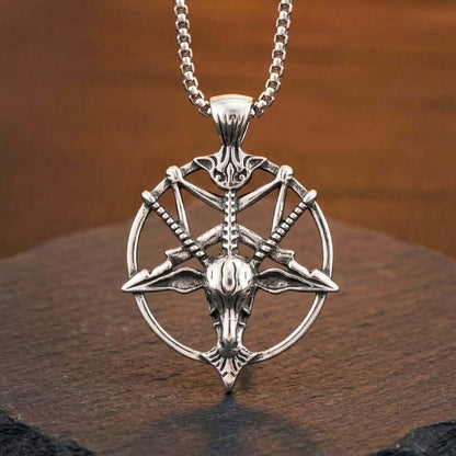 PENTAGRAM GOAT - 41mm Titanium Steel Pendant with 23inch Round Box 4mm Chain for Men & Boys — SS Pendant/ Necklace for Men | THE MEN THING