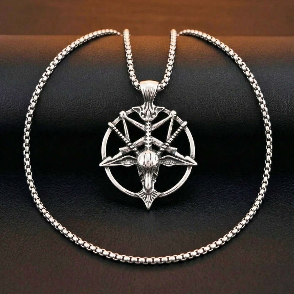PENTAGRAM GOAT - 41mm Titanium Steel Pendant with 23inch Round Box 4mm Chain for Men & Boys — SS Pendant/ Necklace for Men | THE MEN THING