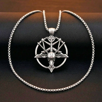 PENTAGRAM GOAT - 41mm Titanium Steel Pendant with 23inch Round Box 4mm Chain for Men & Boys — SS Pendant/ Necklace for Men | THE MEN THING