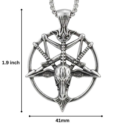 PENTAGRAM GOAT - 41mm Titanium Steel Pendant with 23inch Round Box 4mm Chain for Men & Boys — SS Pendant/ Necklace for Men | THE MEN THING