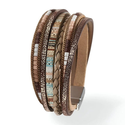 PHARAOH - Brown Genuine Braided Leather Bracelet Set for Men & Boys (8 inch) - THE MEN THING