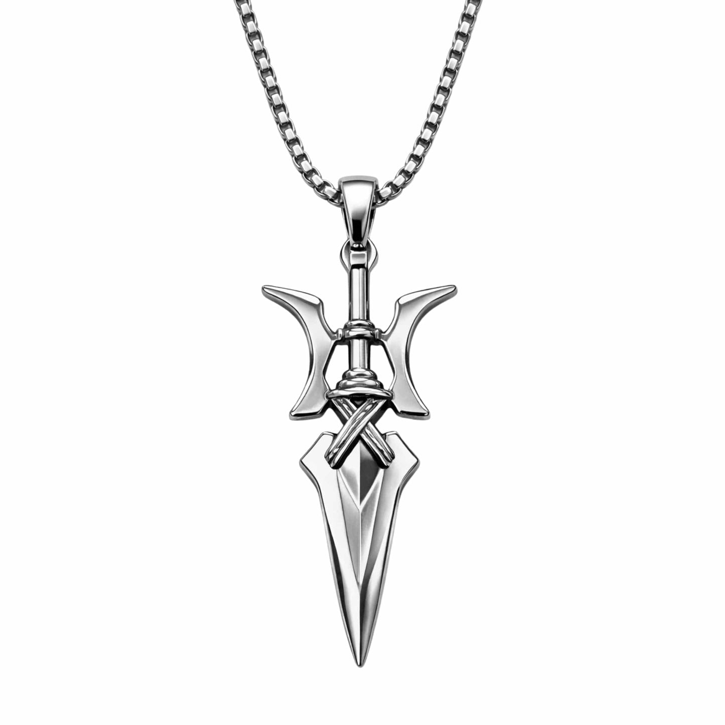 PHOENIX SWORD - 21mm Pure Titanium Steel Pendant with 28inch Round Box 4mm Chain for Men & Boys - THE MEN THING