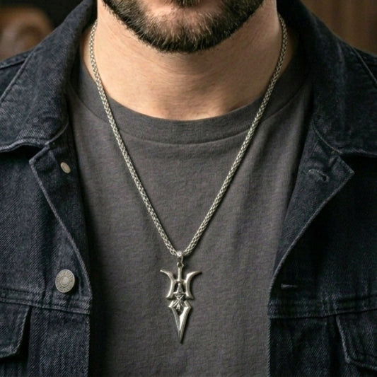 PHOENIX SWORD - 21mm Pure Titanium Steel Pendant with 28inch Round Box 4mm Chain for Men & Boys - THE MEN THING