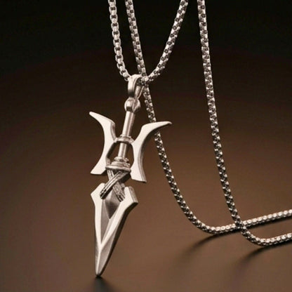 PHOENIX SWORD - 21mm Pure Titanium Steel Pendant with 28inch Round Box 4mm Chain for Men & Boys - THE MEN THING