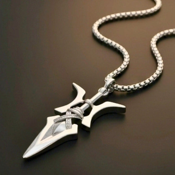 PHOENIX SWORD - 21mm Pure Titanium Steel Pendant with 28inch Round Box 4mm Chain for Men & Boys