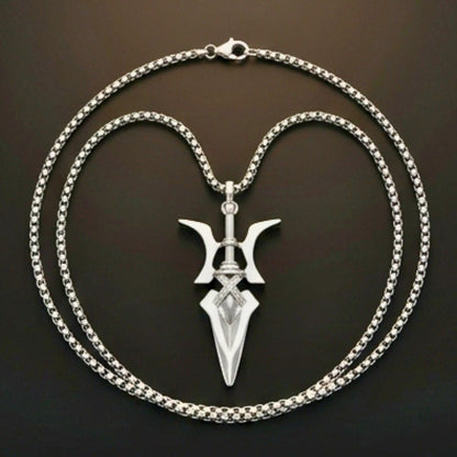 PHOENIX SWORD - 21mm Pure Titanium Steel Pendant with 28inch Round Box 4mm Chain for Men & Boys - THE MEN THING