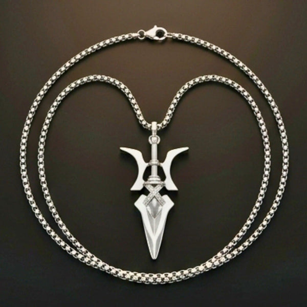 PHOENIX SWORD - 21mm Pure Titanium Steel Pendant with 28inch Round Box 4mm Chain for Men & Boys