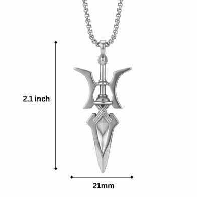 PHOENIX SWORD - 21mm Pure Titanium Steel Pendant with 28inch Round Box 4mm Chain for Men & Boys