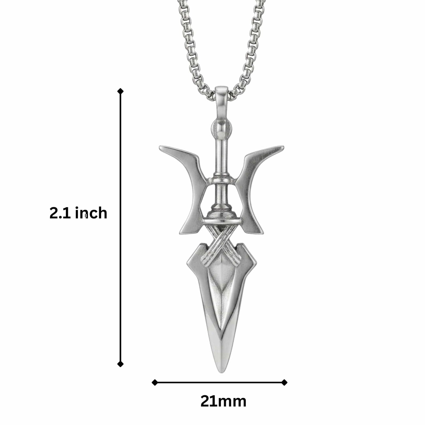 PHOENIX SWORD - 21mm Pure Titanium Steel Pendant with 28inch Round Box 4mm Chain for Men & Boys - THE MEN THING