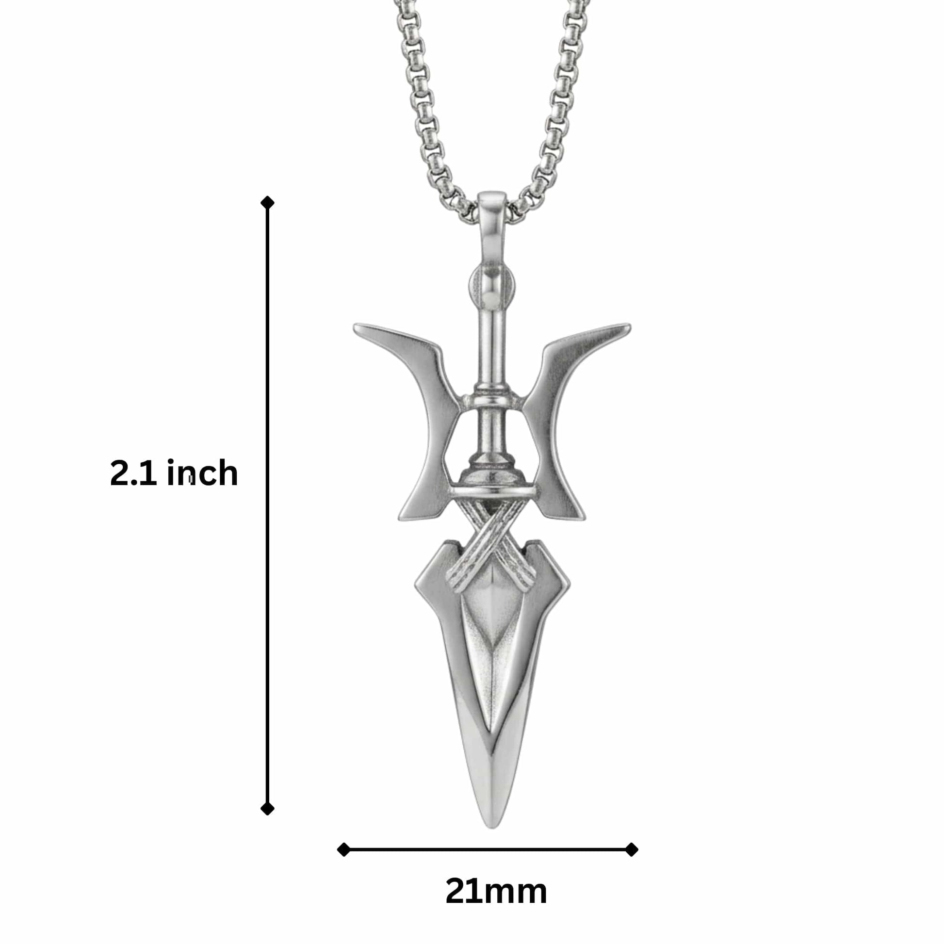 PHOENIX SWORD - 21mm Pure Titanium Steel Pendant with 28inch Round Box 4mm Chain for Men & Boys - THE MEN THING
