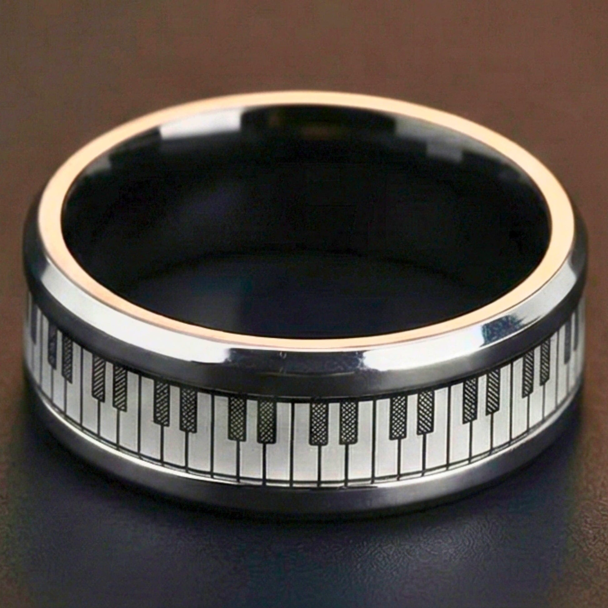 PIANO KEYS - Pure Stainless Steel Men’s Steel-Plated Ring (Size : 27) - THE MEN THING