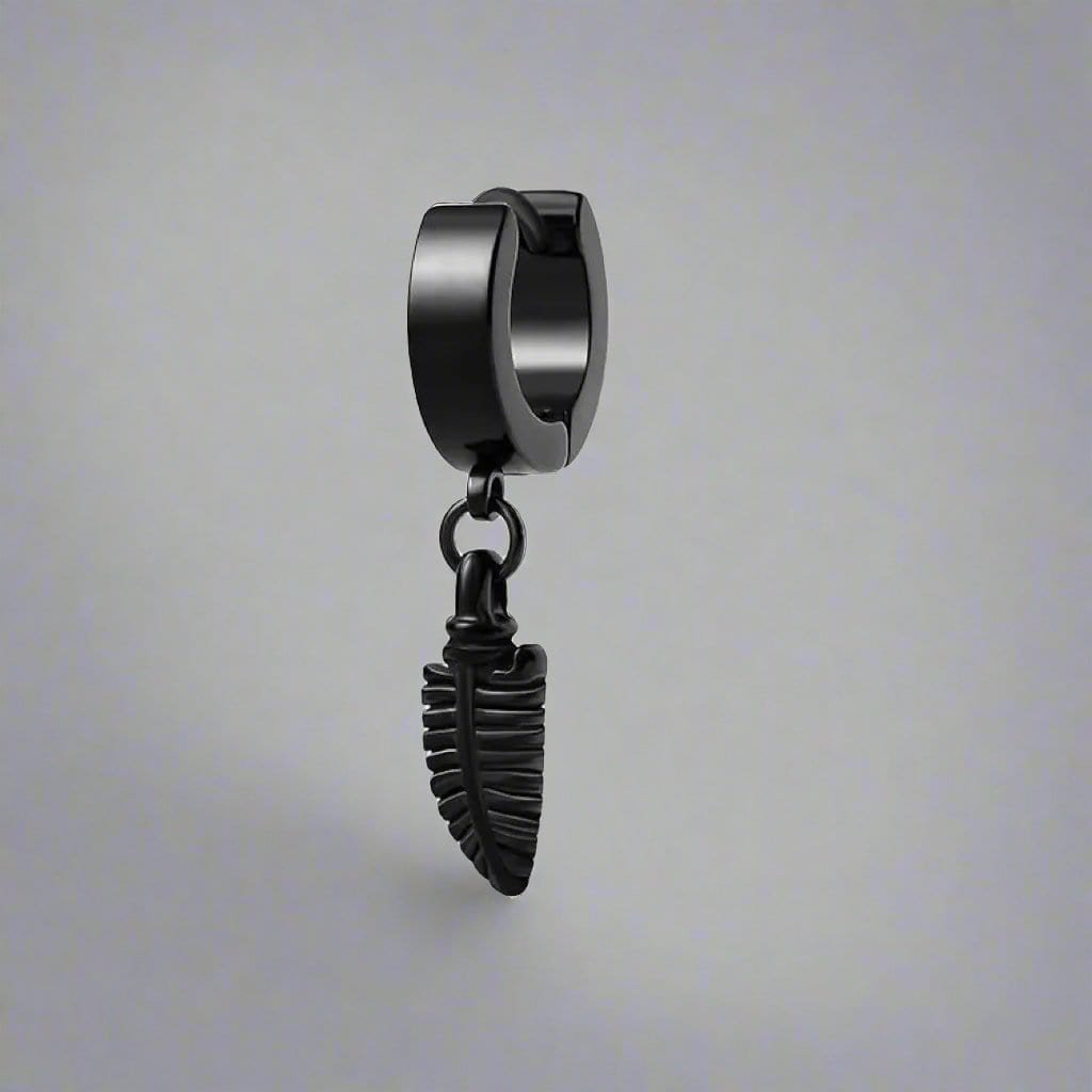 PLUME BLACK - Pure Titanium Steel Ear Hoop Earrings for Men & Boys (2 Pcs) - THE MEN THING