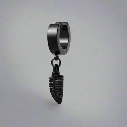 PLUME BLACK - Pure Titanium Steel Ear Hoop Earrings for Men & Boys (2 Pcs) - THE MEN THING