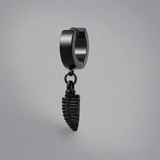 PLUME BLACK - Pure Titanium Steel Ear Hoop Earrings for Men & Boys (2 Pcs) - THE MEN THING
