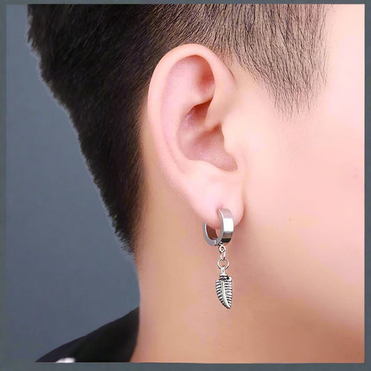 PLUME SILVER - Pure Titanium Steel Ear Hoop Earrings for Men & Boys (2 Pcs) - THE MEN THING