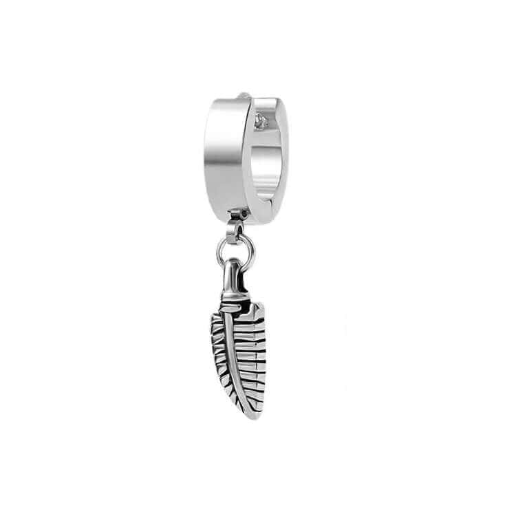 PLUME SILVER - Pure Titanium Steel Ear Hoop Earrings for Men & Boys (2 Pcs) - THE MEN THING
