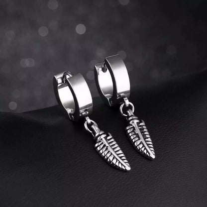 PLUME SILVER - Pure Titanium Steel Ear Hoop Earrings for Men & Boys (2 Pcs) - THE MEN THING