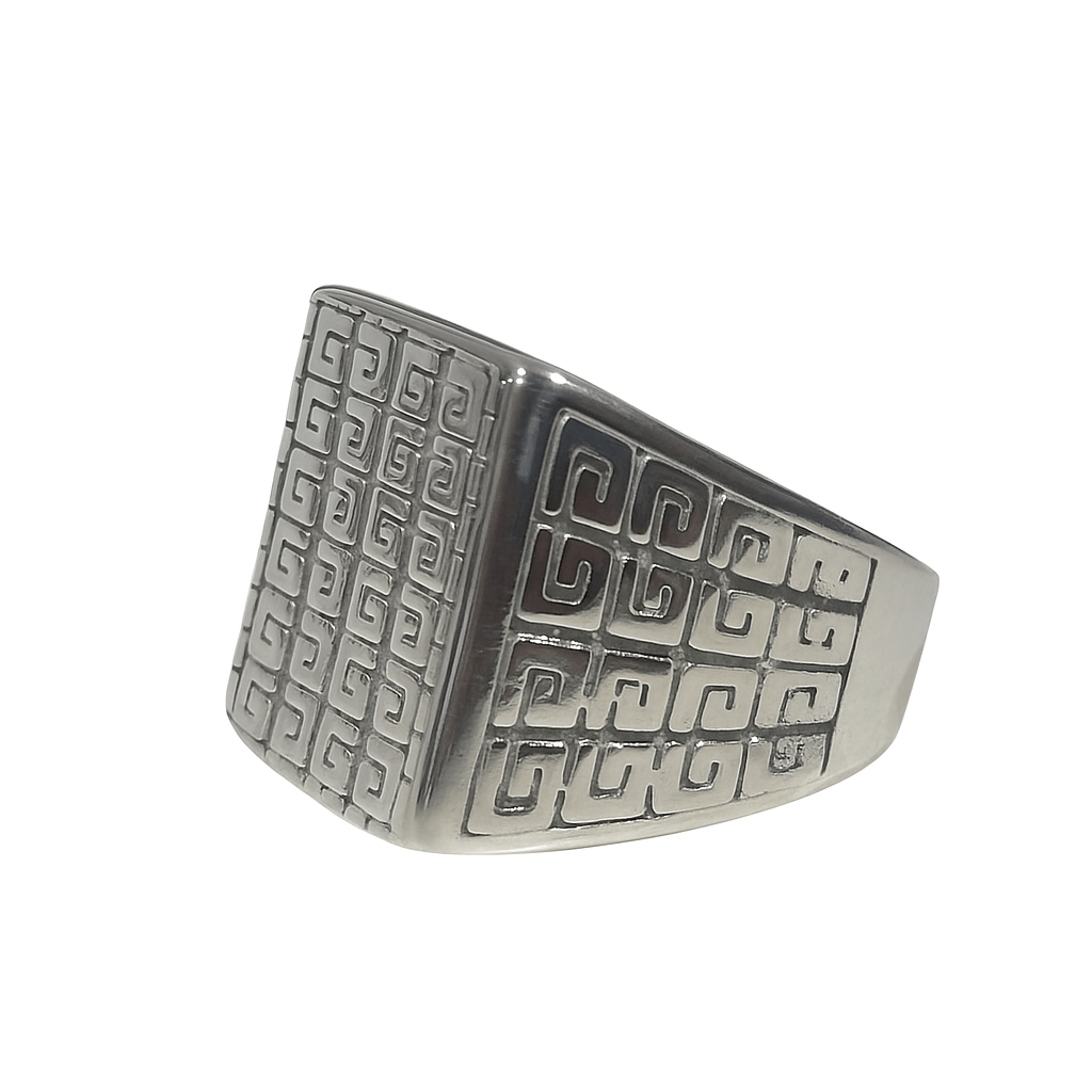 PRIME GLYPH RING - Pure Stainless Steel Men’s Steel-Plated Ring – Statement Luxury Jewelry (Size : 16-22-27) - THE MEN THING