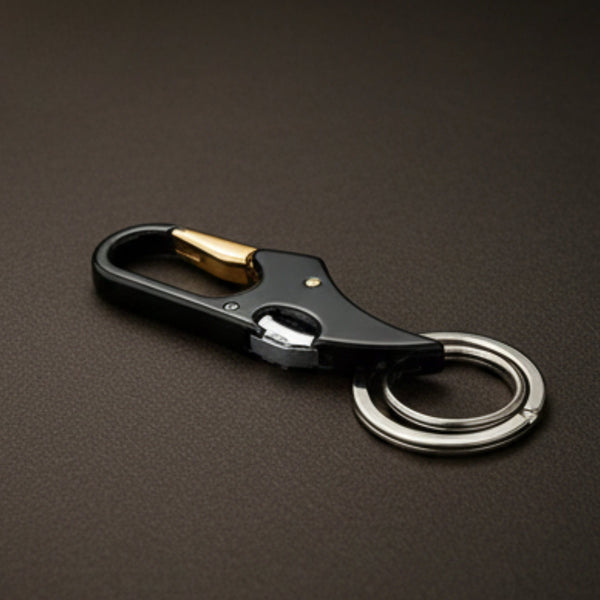PRIME HOOK SIGNATURE – BLACK & GOLD - Stainless Steel Keychain for Men & Boy