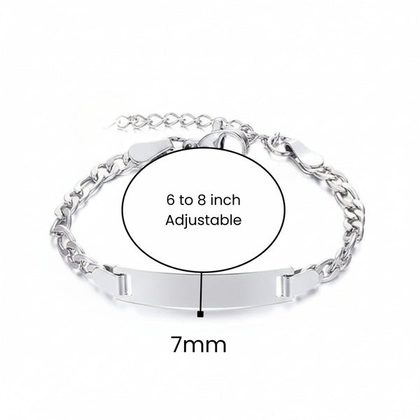 ENGRAVED - PRIME MONARCH - Pure Titanium Steel 6 to 8 inch Adjustable Bracelet for Men & Boys