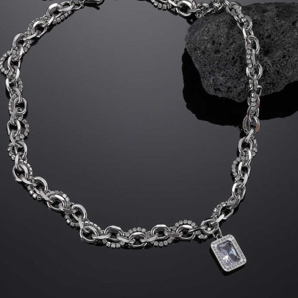 PRISM LUX - 15mm Titanium Steel Pendant with 20 to 22inch Adjustable Cable Chain for Men & Boys