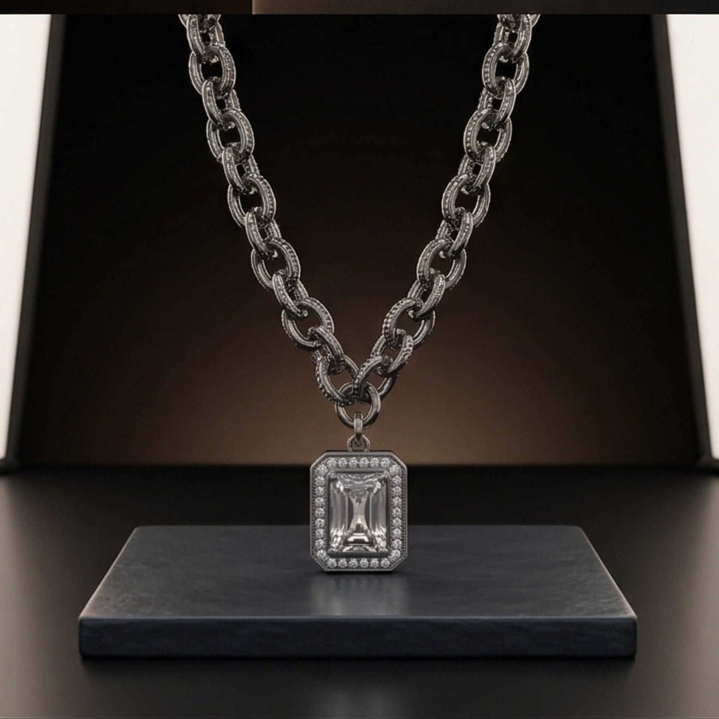 PRISM LUX - 15mm Titanium Steel Pendant with 20 to 22inch Adjustable Cable Chain for Men & Boys — SS Pendant/ Necklace for Men | THE MEN THING