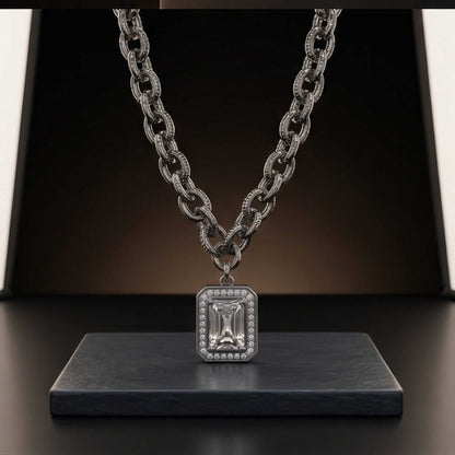 PRISM LUX - 15mm Titanium Steel Pendant with 20 to 22inch Adjustable Cable Chain for Men & Boys — SS Pendant/ Necklace for Men | THE MEN THING