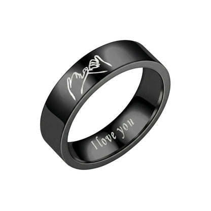 PROMISE RING - Black - Pure Stainless Steel Men’s Black-Plated Ring (Size : 26) - THE MEN THING