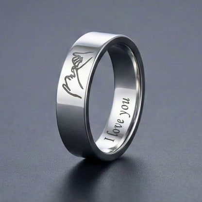PROMISE RING - Steel - Pure Stainless Steel Men’s Steel-Plated Ring (Size : 26) - THE MEN THING